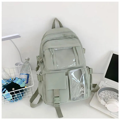 New Cute Nylon Backpack Suitable for Young Girls, Female Students, and Ladies, Multi-Pocket Student Backpack