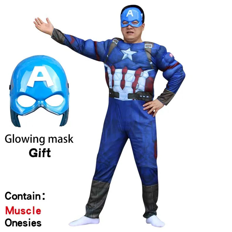 Avengers Superhero Cosplay Costume Captain America Adult Muscle Tank Top Set Carnival Party Outfit