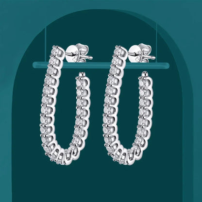 2.2mm Full Moissanite Hoop Earrings S925 Sterling Silver Sparkling Diamond Stud Earring With Certificate Original Fine Jewelry