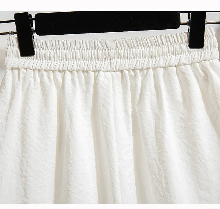 Plus Size Summer Shorts For Women 2025 Summer Ice Silk Drawstring Large Size Loose Shorts Women Korean Streetwear Shorts Female