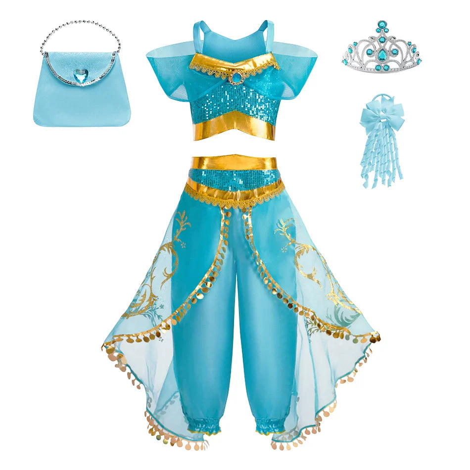 Baby Girl Christmas Party Arabian Costume Girls Aladdin Outfits Child Fancy Dress Sets Kids Halloween Jasmine Princess Dresses