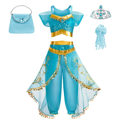Baby Girl Christmas Party Arabian Costume Girls Aladdin Outfits Child Fancy Dress Sets Kids Halloween Jasmine Princess Dresses