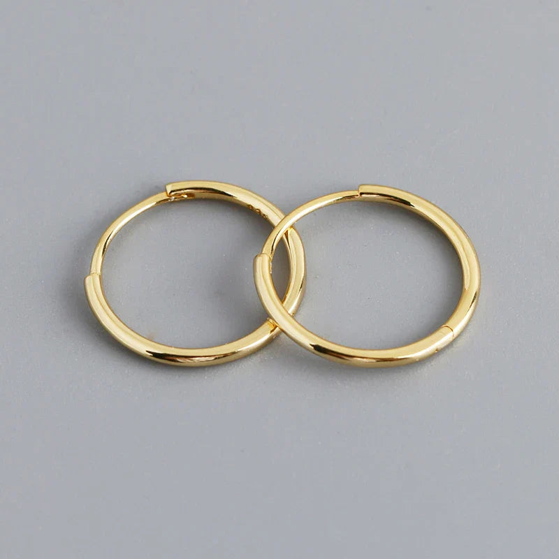 925 Sterling Silver Minimalist Glossy Circle Hoop Earrings for Women Fashion Simple Ear Bone Piercing Jewelry Accessories