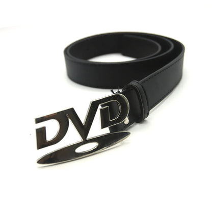 Unisex Nostalgic Design DVD Buckle Belt Men Women Decoration Paired with Jeans Belt Versatile White Black Design Sense Belt