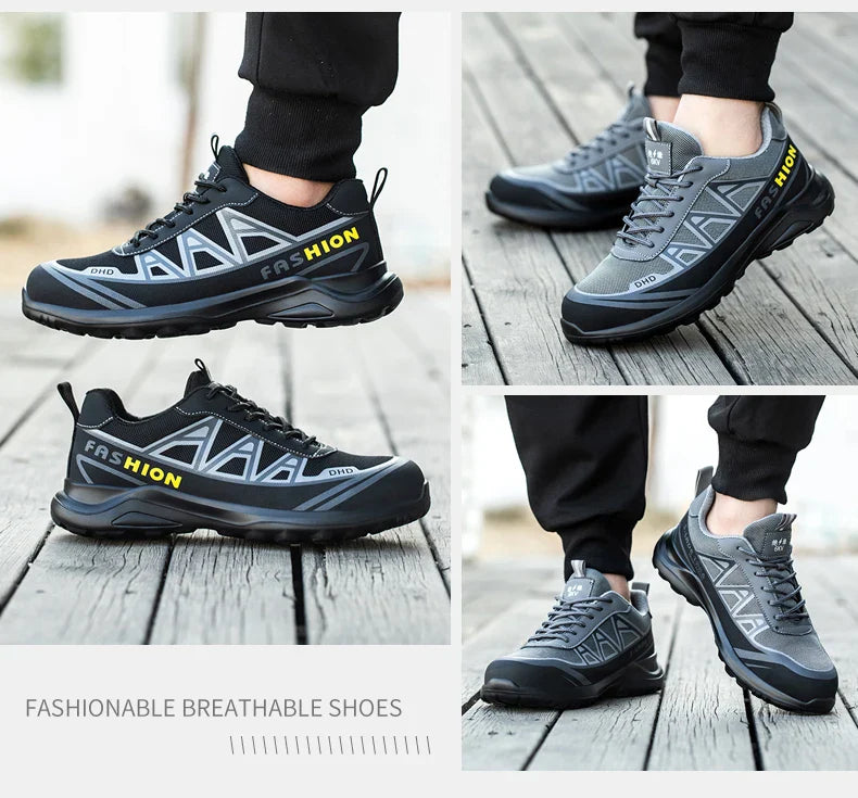 Fashion Sports Shoes Work Boots Puncture-Proof Safety Shoes Men Steel Toe Shoes Security Protective Shoes Indestructible