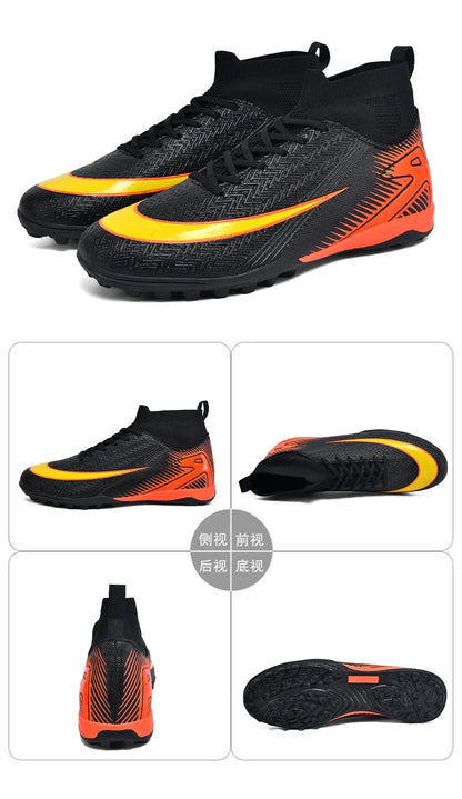 High Top Men Soccer Shoes Professional Football Boots Breathable Wear Resistant Training Match Sneakers Non Slip for Adult Sport