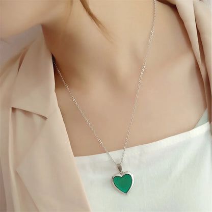 Heart Mood Locket Necklace Color Changing Necklace Temperature Mood Stainless Steel Love Shape Photo Pendant Necklace Jewelry
