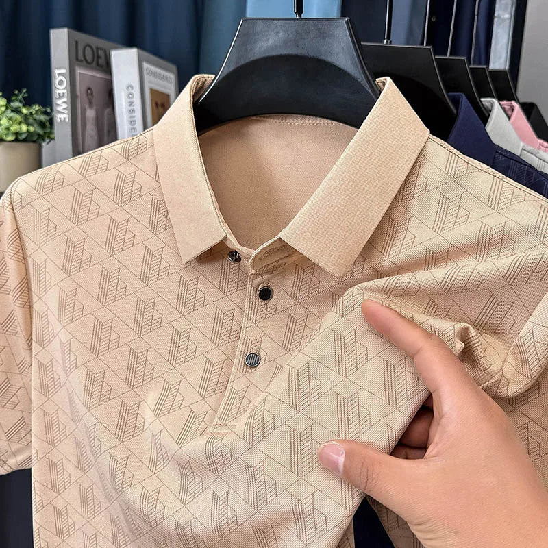 Hot Luxury Brand Man Short-Sleeved Polo Shirt Button Lapel European American Style Spring New T-Shirt Casual Fashion Men's Wear