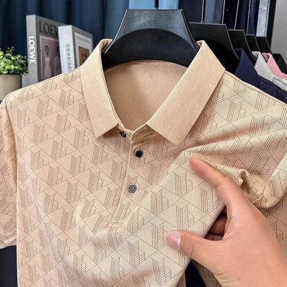 Hot Luxury Brand Man Short-Sleeved Polo Shirt Button Lapel European American Style Spring New T-Shirt Casual Fashion Men's Wear