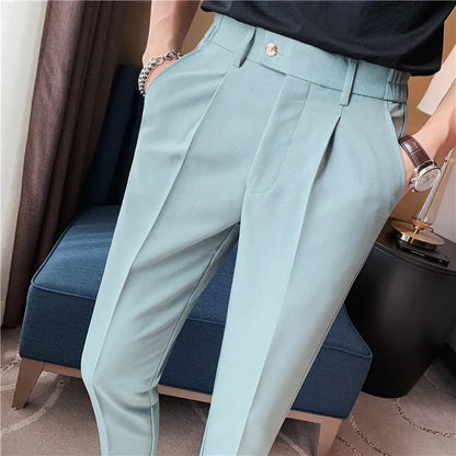 Men Slim British Style Suits Pants Business Casual Trousers Male Solid Fit Trousers High Quality Man Formal Wear Suit Pants 36