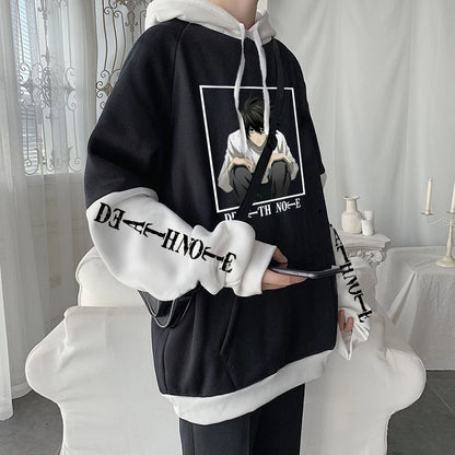 Anime Death Note L Lawliet Kawaii Cartoon Printed Hoodies Horror Manga Streetwear Long Sleeve Harajuku Men Winter Sweatshirts