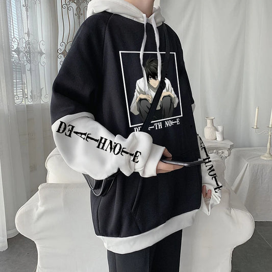 Anime Death Note L Lawliet Kawaii Cartoon Printed Hoodies Horror Manga Streetwear Long Sleeve Harajuku Men Winter Sweatshirts