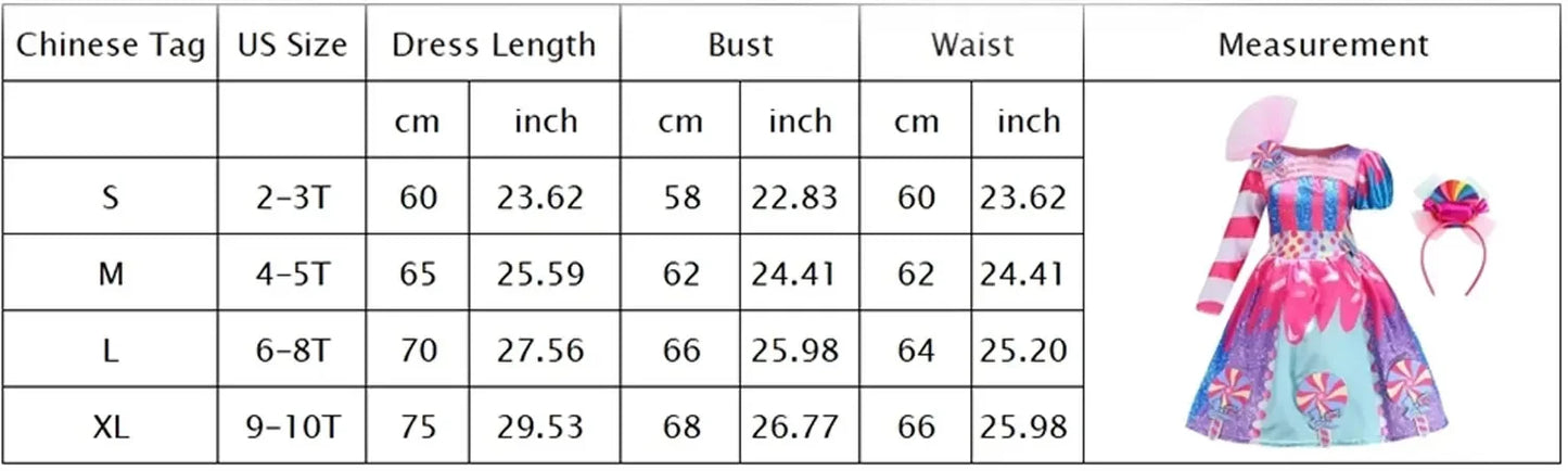 New Sweet Lollipop Candy Girl Dress Carnival Party Little Kids Birthday Costume Fancy Rainbow Tutu Children Wedding Clothes