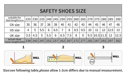 Fashion Sports Shoes Work Boots Puncture-Proof Safety Shoes Men Steel Toe Shoes Security Protective Shoes Indestructible