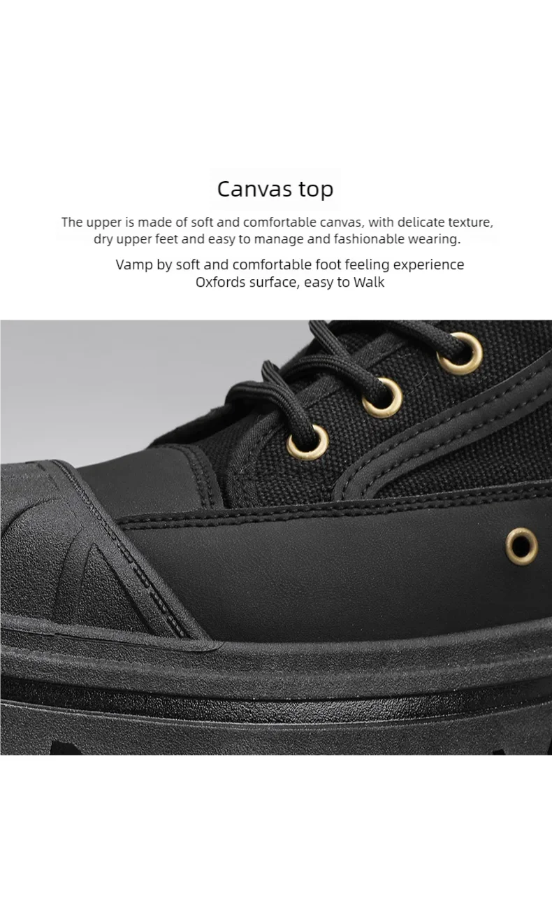 Men's boots four seasons high-top casual boots canvas boots soft-soled non-slip thick-soled outdoor boots fashion tooling boots