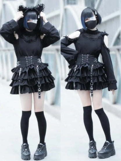Japanese Mines Mass-produced High-waisted Puffy Pumpkin Pants Skirt 2025 Summer New Gothic Style Dark Girl Cute Lolita Skirt