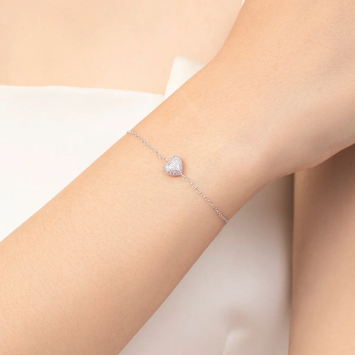 925 Sterling Silver Light Pink Zircon Heart Adjustable Bracelet Chain Link for Women Jewelry Romantic Anniversary Gift