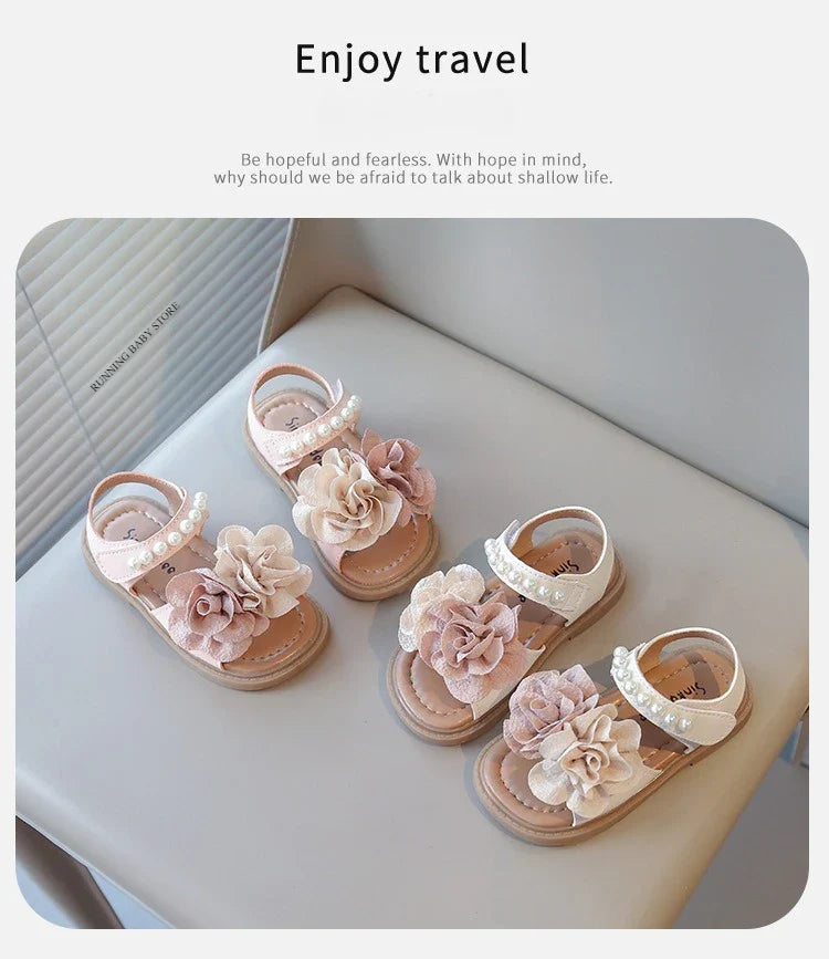 Korean Style Summer Sandals for Girls Flowers in Full Bloom Children's Beach Shoes Flexible Soft-sole Kid's Girl Sandals I060683