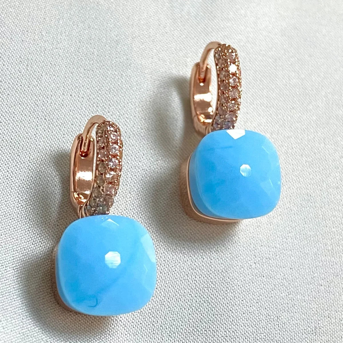 Classic Candy Color Earrings Inlay Transparent Zircon 27Colors Crystal Earrings Rose Gold Plated Fashion Jewelry For Women