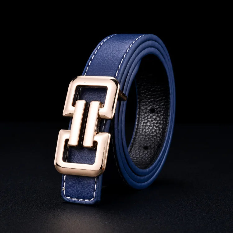 Fashion Luxury Design Children's Belt Metal Smooth Buckle High-end Belts Children's Belt Boys Girls Jeans Waistband Waist Belts