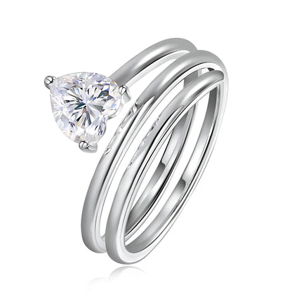 1ct Heart Cut Moissanite Wedding Rings for Women Spiral Eternity Band Matching Ring s925 Sterling Silver Teen Gifts