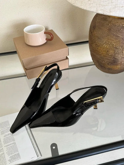 2025 Summer New Band Women Pumps Shoes Fashion Shallow Slip On Slingback Sandals Thin High Heel Dress Sexy Pumps Shoes