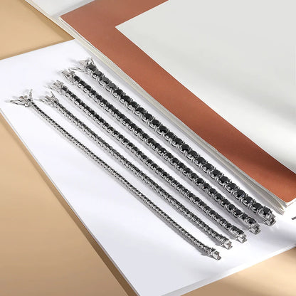 2mm 3mm 5mm Black Moissanite Tennis Bracelet For Women Man Gift S925 Sterling Silver Sparkling Lab Diamond Hand Chain