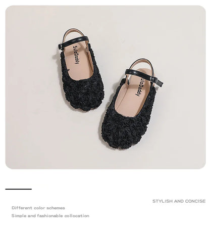 Girls Sandals Small Cute Flowers Close-toed Sandals For Girl 2025 Spring Summer Kids Flats Girls Ankle Strap Sandals