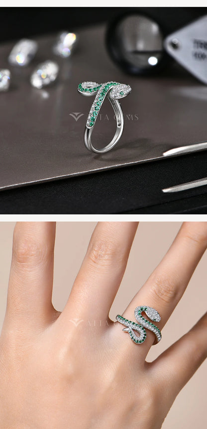 Full Moissanite Ring Snake Shaped DVVS1 Color Diamond  925 Sterling Silver For Women Men Wedding Rings Party Certified