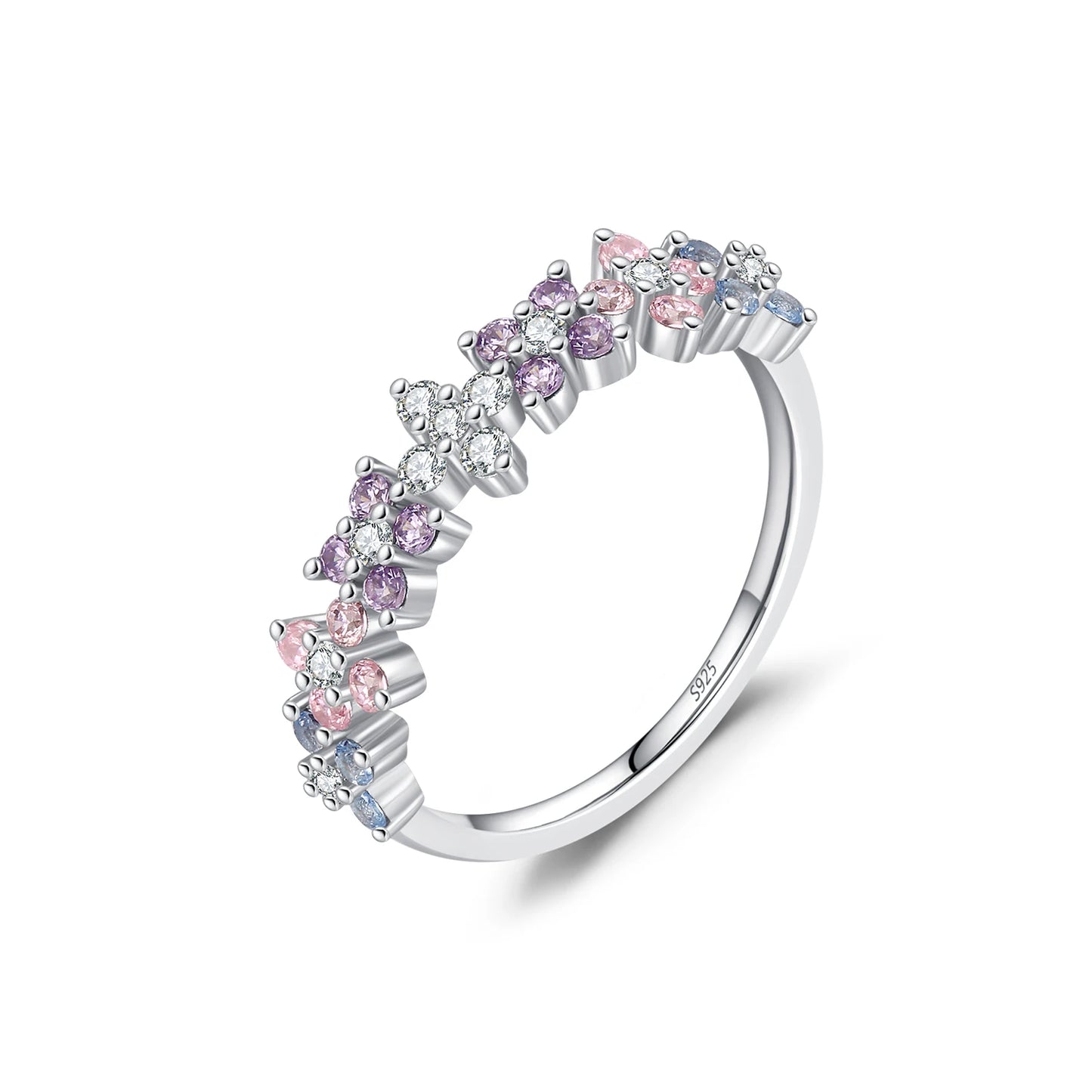 925 Sterling Silver Lucky Four-Leaf Clover Zirconia Eternity Band Rings For Women Fine Wedding Jewelry Accessories