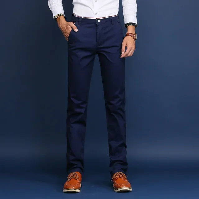 Classic Style Men Spring Summer Thin Casual Pants Fashion Business Cotton Solid Color Office Trousers High Quality Men Trousers