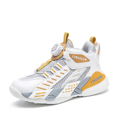 New Children Basketball Shoes Swivel Button Boys Fashion Sneakers Girls School Sport Shoes Kids Casual Trainers Outdoor Shoes