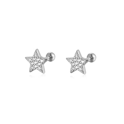 925 Sterling Silver Fashion Love Butterfly Romantic Star Crown Screw Stud Earrings for Women Ear Bone Piercing Jewelry