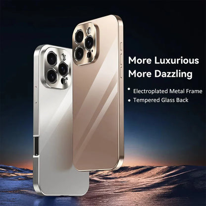 Phone Case For IPhone 17 16 15 14 13 12 Pro Max Plus Electroplated Metal Bumper Shockproof Case
