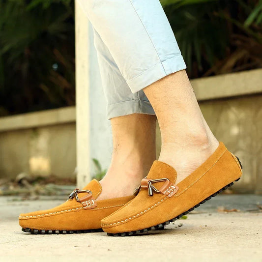 Men Suede Leather Loafers Casual Business Shoes Non-Slip Driving Flats