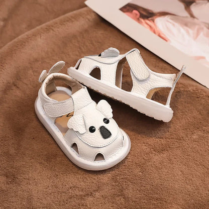 Summer Children Shoes Baby Girls Boys Genuine Leather Sandals Soft Sole Anti Slip Toddler Shoes Cartoon Kids Brach Sandals