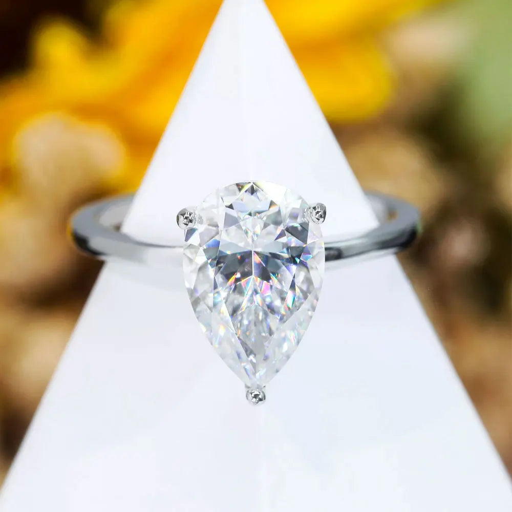 1-4ct Pear Cut Moissanite Engagement Rings for Women D VVS1 Diamond with GRA s925 Sterling Silver Promise Wedding Ring