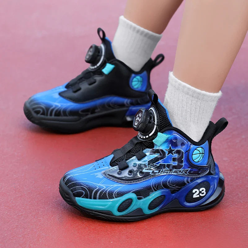 Children‘s Basketball Shoes Non-slip Breathable Basketball Sports Training Shoes Boys Girls Sneaker Outdoor Lace-up Running Shoe