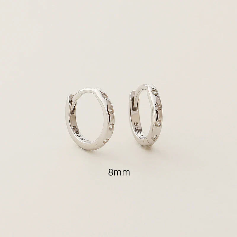 925 Sterling Silver Fashion Simple Piercing Ear Closure Statement Stacked Ear Hoop Earrings for Women Huggies Jewelry