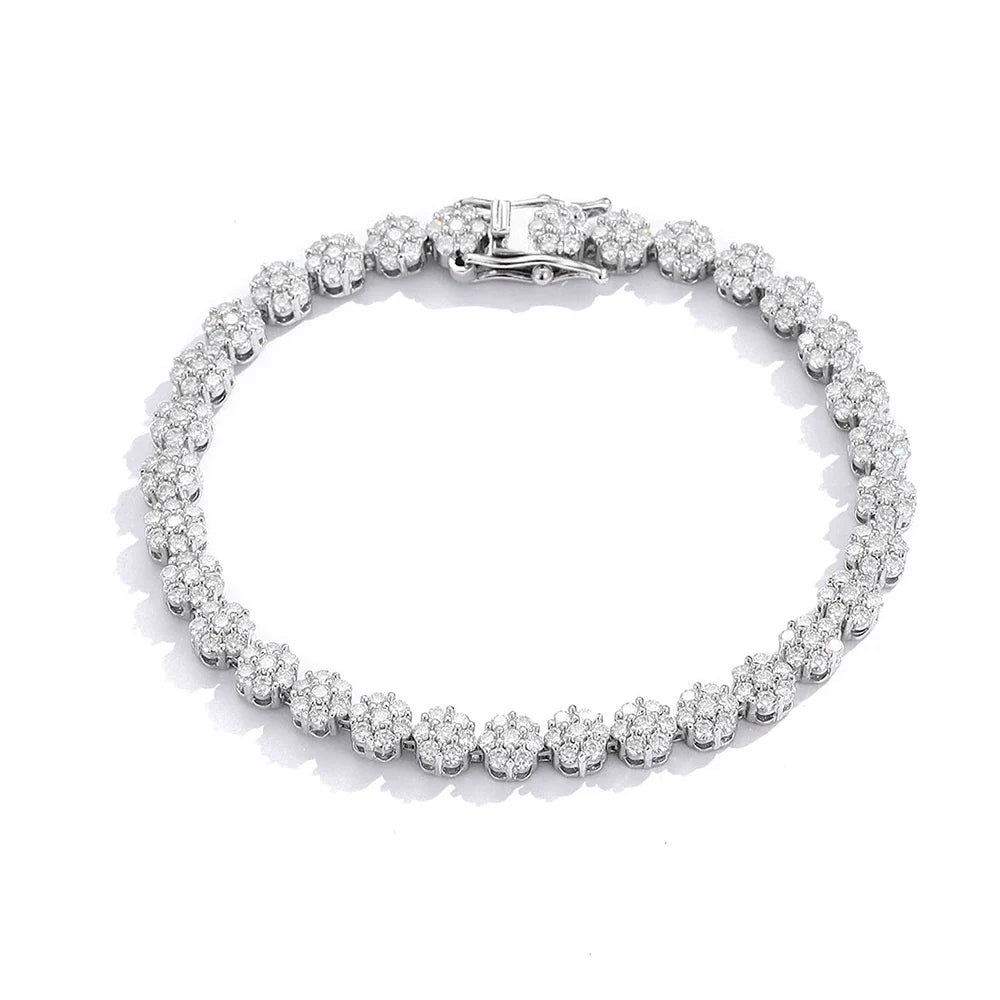 Flower Full Moissanite Tennis Bracelets 925 Sterling Silver D Color Lab Diamond for Women Hand Chain Gift Fine Jewelry GRA