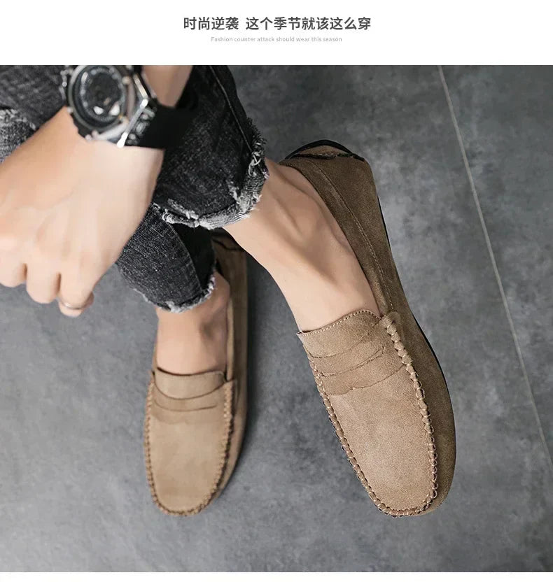 Fashion Suede Men Casual Shoes Breathable Comfort Slip-on Mens Driving Shoes Luxury Brand Men Loafers Mens Lazy Shoes Moccasins