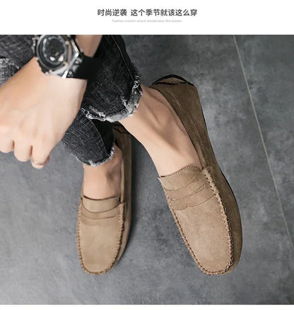 Fashion Suede Men Casual Shoes Breathable Comfort Slip-on Mens Driving Shoes Luxury Brand Men Loafers Mens Lazy Shoes Moccasins