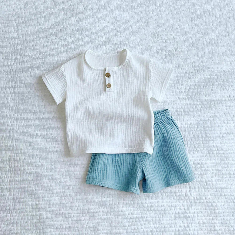 Fashion Kids Clothes Suit Summer Casual Organic Cotton Kids Tshirt + Shorts Toddler Baby Short Sleeve Outfits
