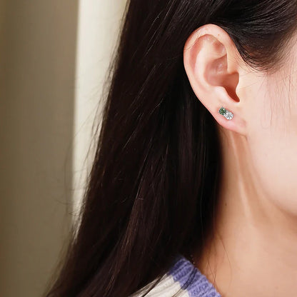 1.2cttw 100% Real Green Moissanite Studs Earrings for Women  Classic Four Claw Ear Studs S925 Sterling Silver Jewelry GRA