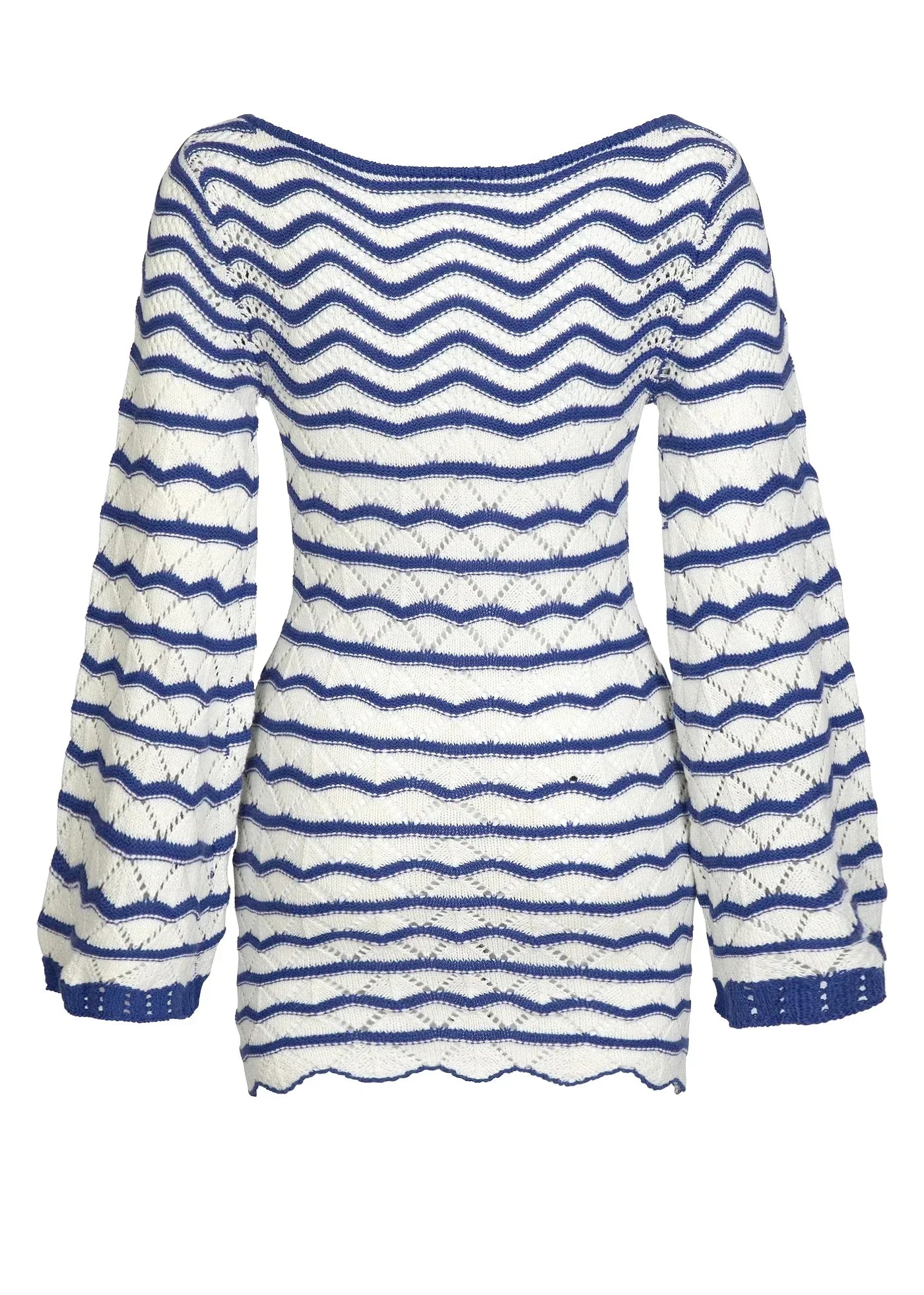 Boho Striped Chic V-neck Cut Out Bell Sleeve Knit Dress 2025 Summer Women Seaside Holiday Mini A-Line Dress K123