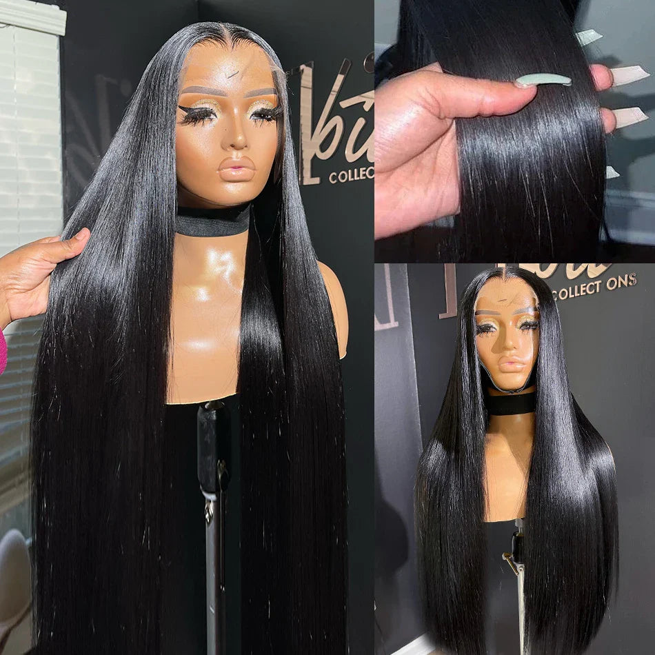250 density Lace Front Human Hair Wigs Brazilian Hd Transparent Straight 30 40 Inch 13x6 Lace Front wig 360 Wigs For Women 4x4