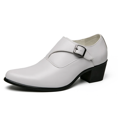 Dress Shoes Man Thick Heel Brogue Leather Men Wedding Party Social Shoe Male Business Casual White Platform Formal Shoes For Men