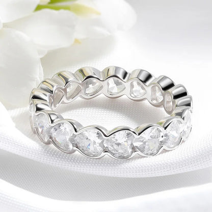 3/4mm Heart Cut D Color Moissanite Rings Full Diamond Luxury Bridal Promise Band for Women Original S925 Silver Jewelry