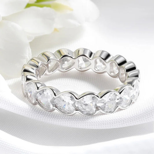 3/4mm Heart Cut D Color Moissanite Rings Full Diamond Luxury Bridal Promise Band for Women Original S925 Silver Jewelry