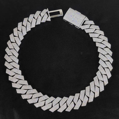 Mens Cuban Link Chain Bracelet Gold Plated Bling Miami Cuban Prong Set Diamond Bracelet for Men 25MM Iced Out Hip Hop Jewelry ﻿
